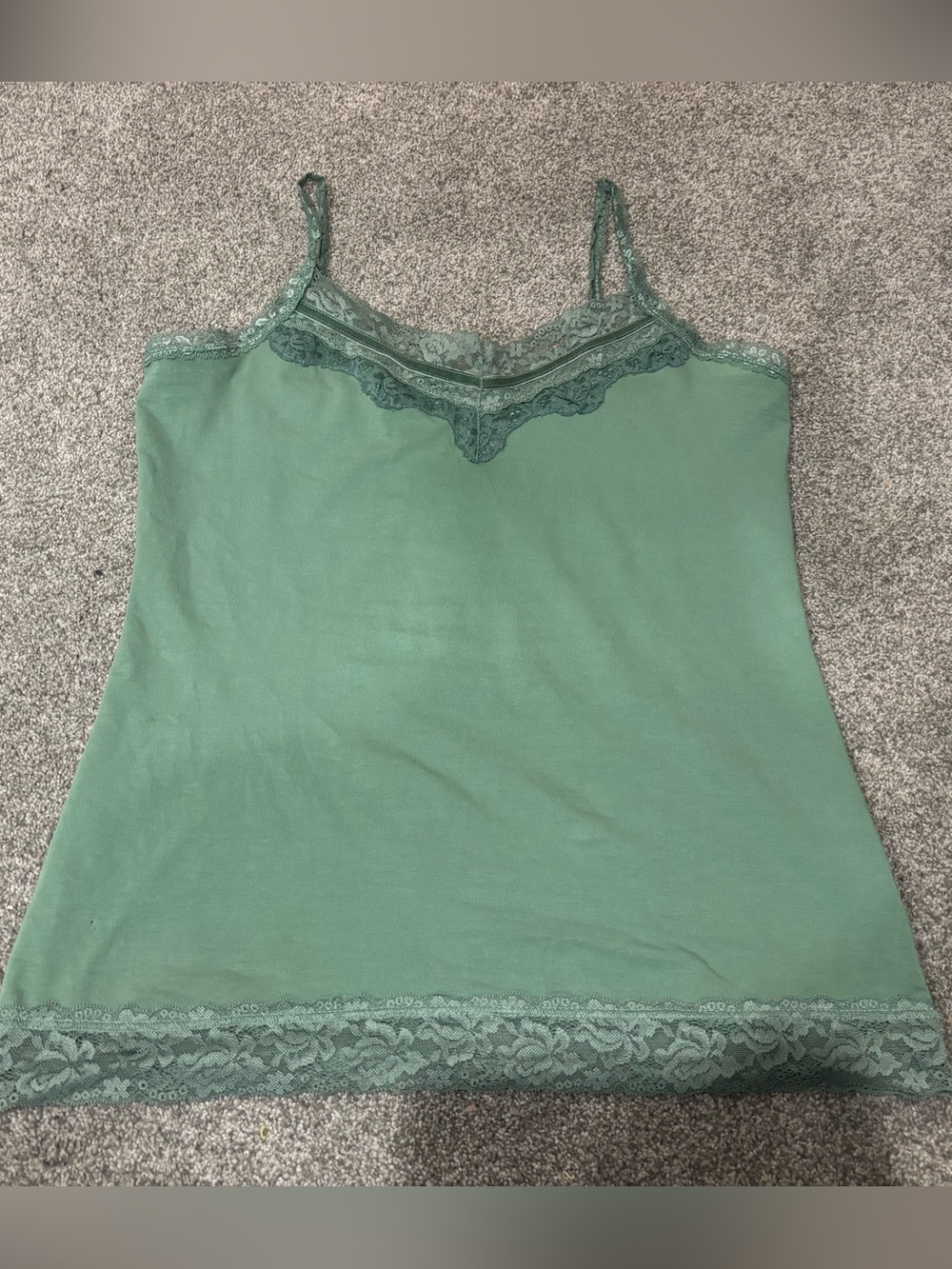 Vanity Sage Green Lace-Trim Cami